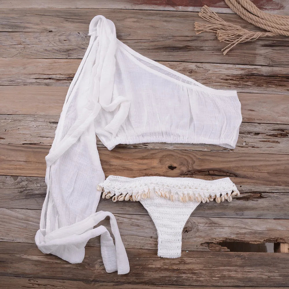 European and American beach bikini split shell suit - Bellarte Enchanté European and American beach bikini split shell suit